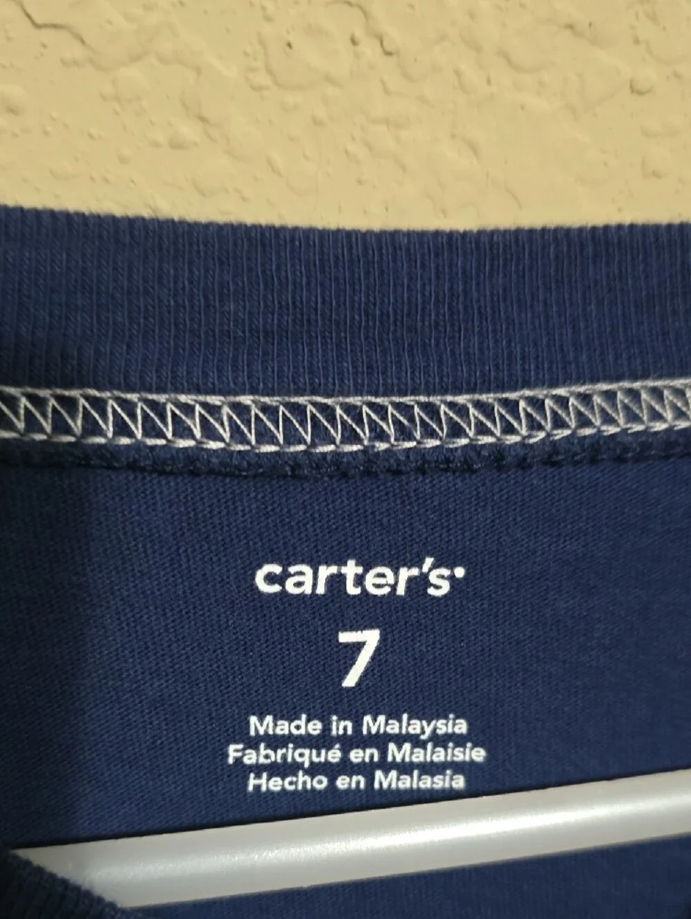 Carter's Navy Long Sleeve Tee with Aqua Mustache Accent